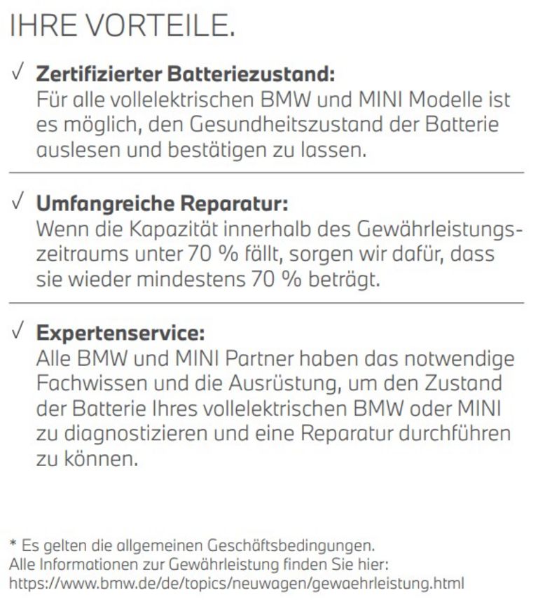 Grafik mit aufgeführten Vorteilen eines BMW Elektroautos